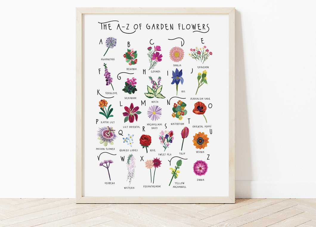 A-Z of Garden Flowers Poster