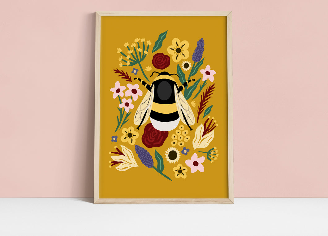 The Bee & The Foliage Print