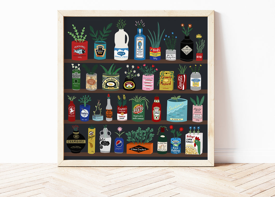 Kitchen food Packaging & Plants Print