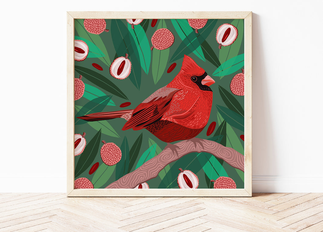 Cardinal and Lychees Print