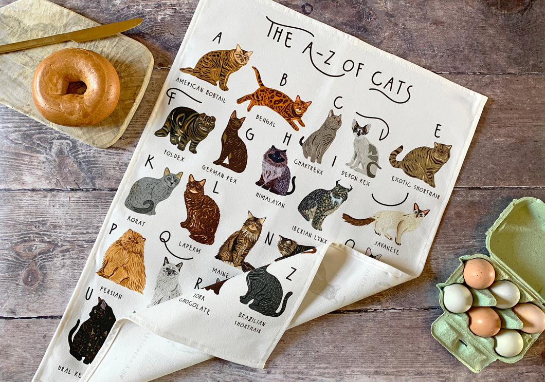 A-Z of Cats Tea Towel