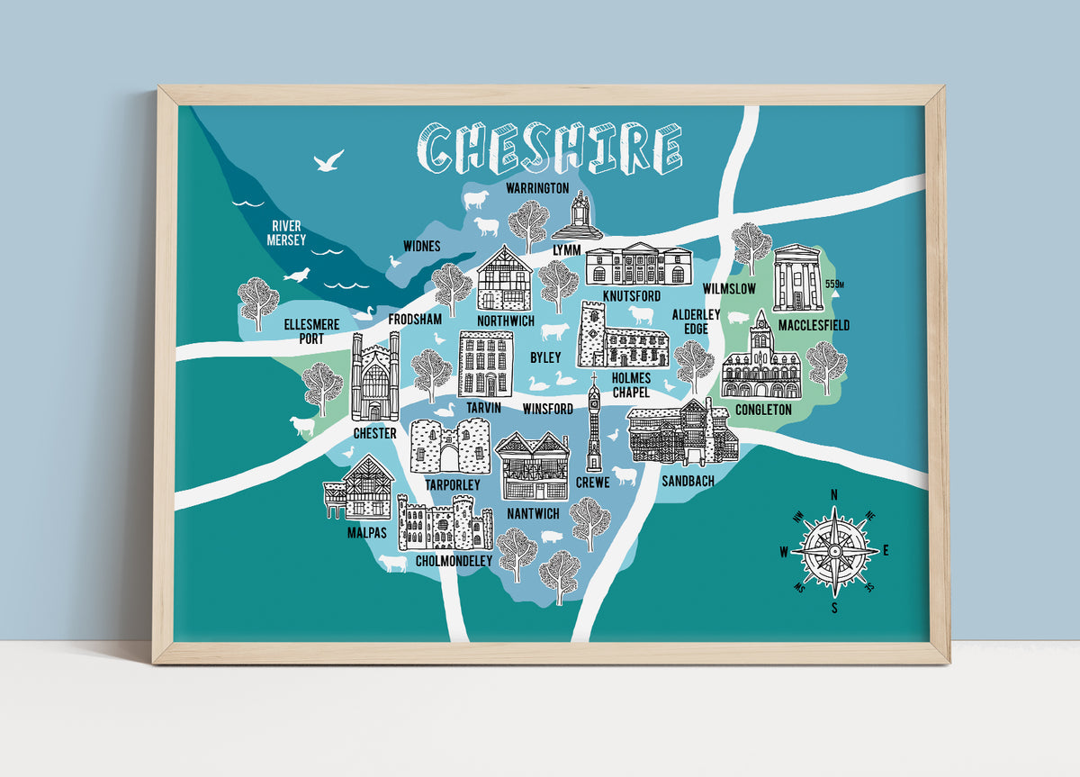 Cheshire Illustrated Map – Bea Baranowska Illustration