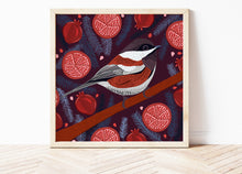Load image into Gallery viewer, Chickadee and Pomegranates Print
