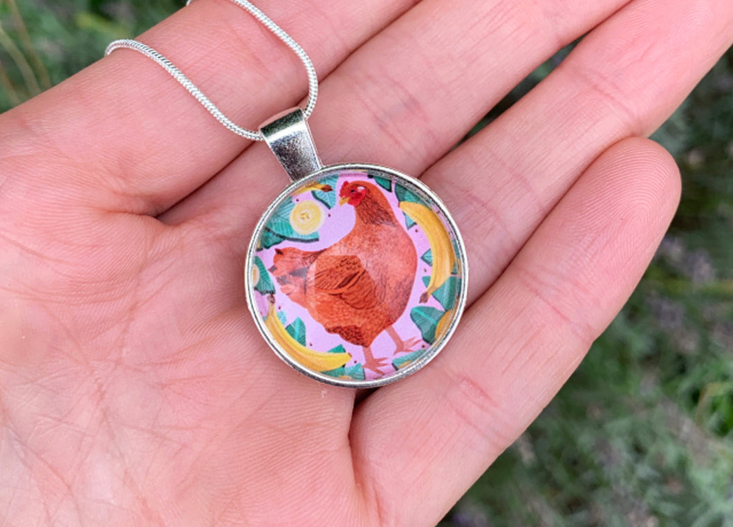 Chicken and Bananas Pendant Necklace