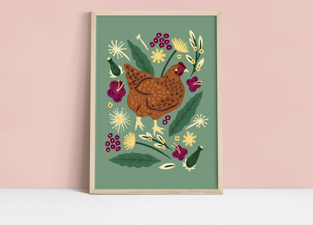 The Chicken & The Dandelions Print