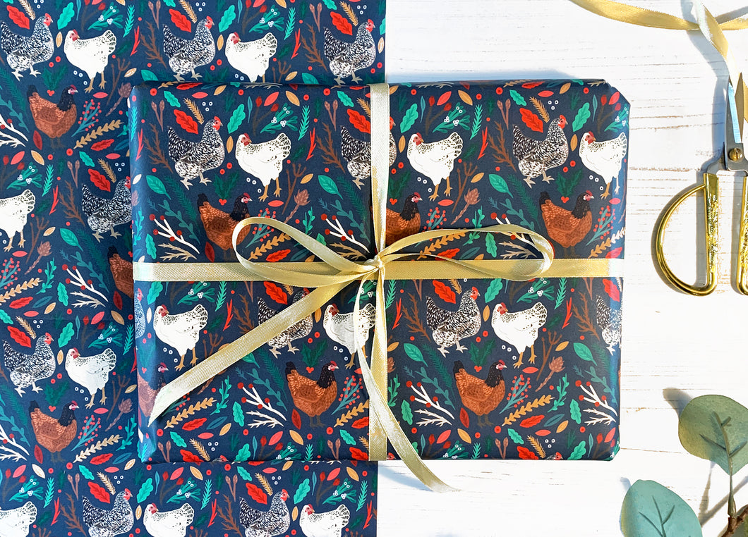 Christmas Chickens Wrapping Paper