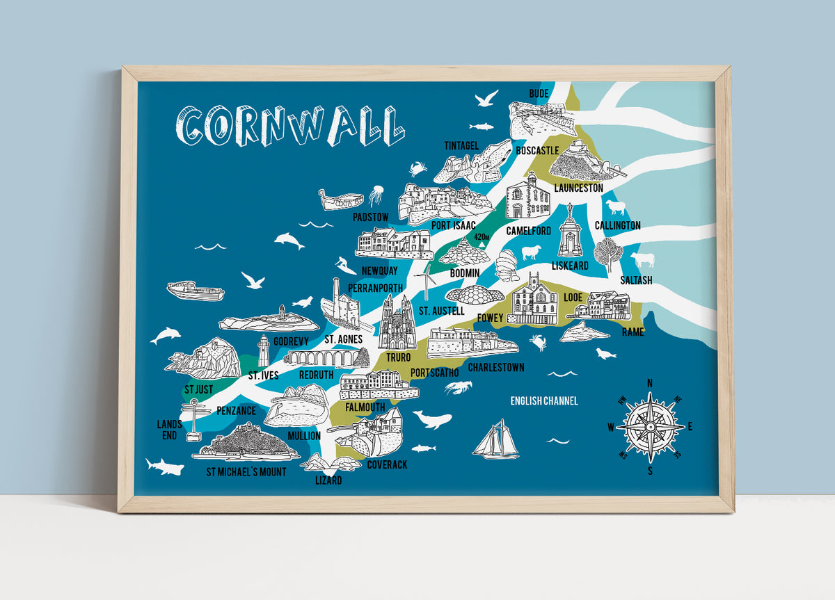 Cornwall Illustrated Map – Bea Baranowska Illustration