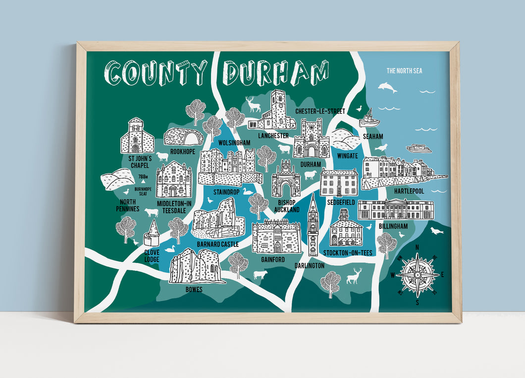 County Durham Illustrated Map