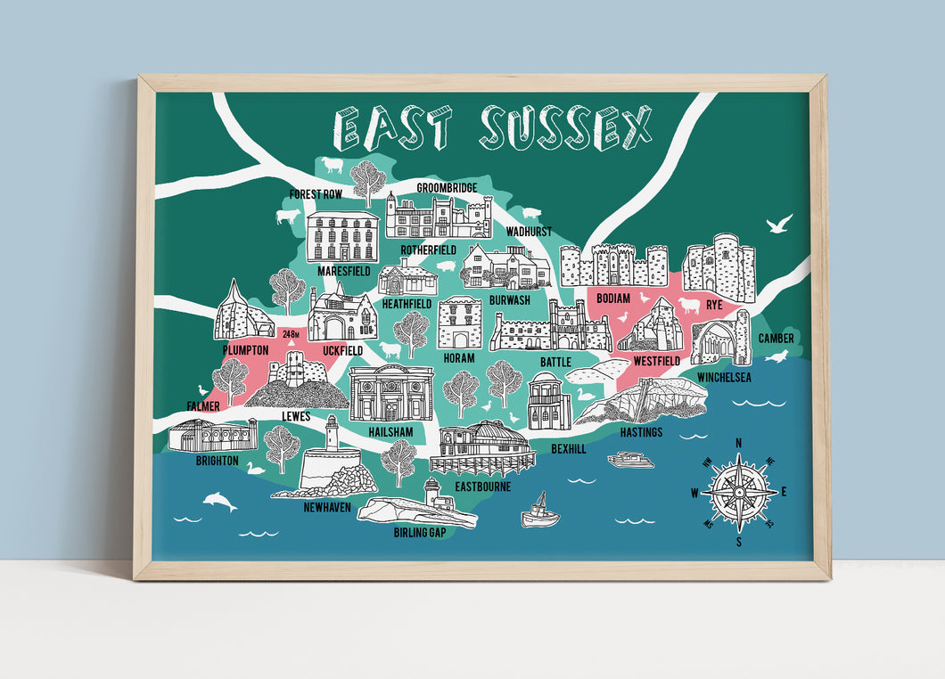 East Sussex Illustrated Map