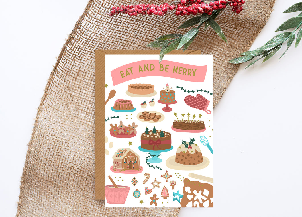 Eat & Be Merry Foiled Christmas Card