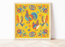 Load image into Gallery viewer, Folk Chickens Print
