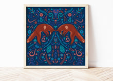 Load image into Gallery viewer, Folk Jumping Foxes Print
