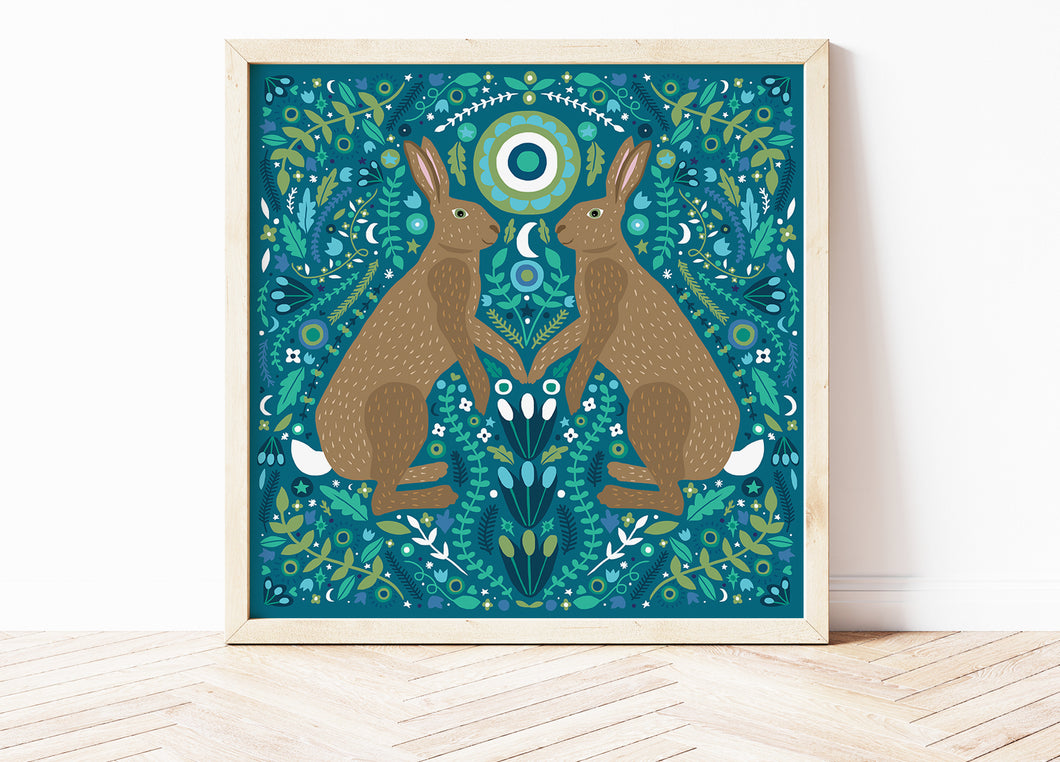 Folk Hare Print
