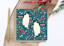 Load image into Gallery viewer, Dancing Penguins Christmas Card
