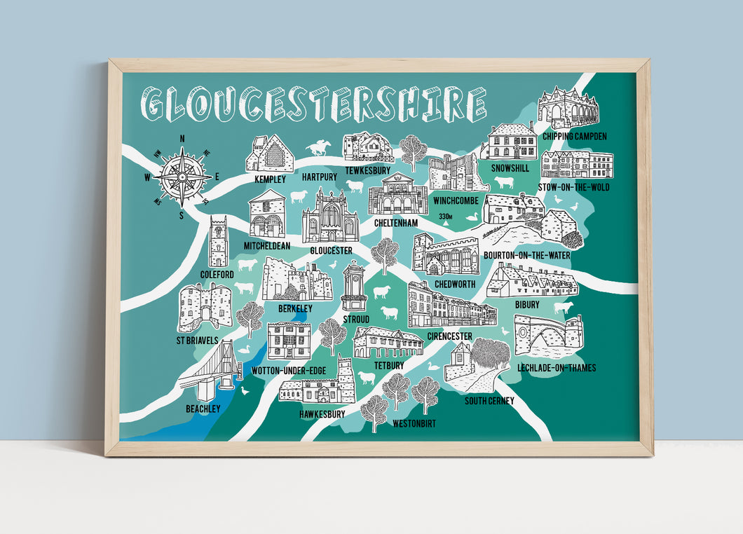 Gloucestershire Illustrated Map