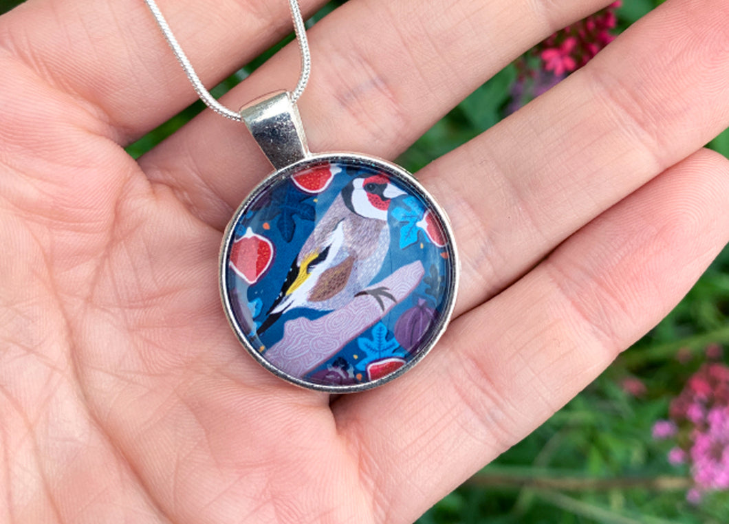 Goldfinch and Figs Pendant Necklace