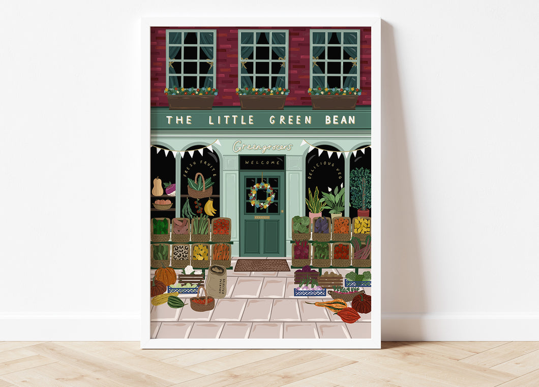 The Little Green Bean Greengrocers Print