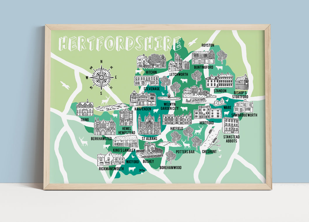 Hertfordshire Illustrated Map
