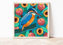 Load image into Gallery viewer, Kingfisher and Peaches Print
