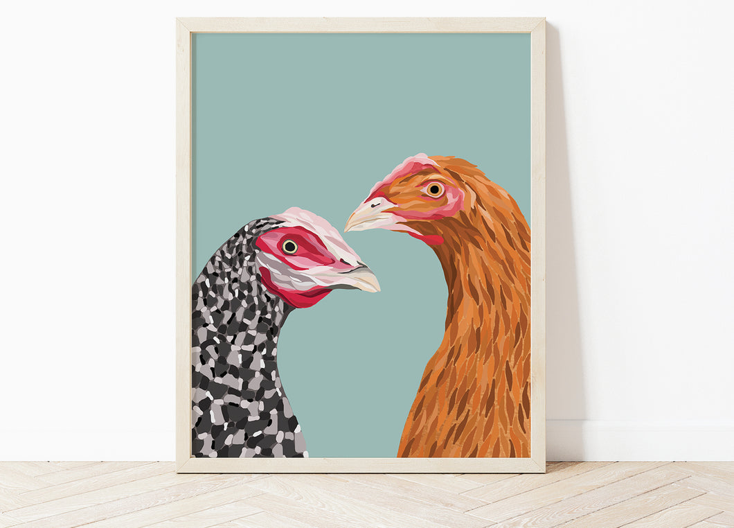 Colourful Chickens Print