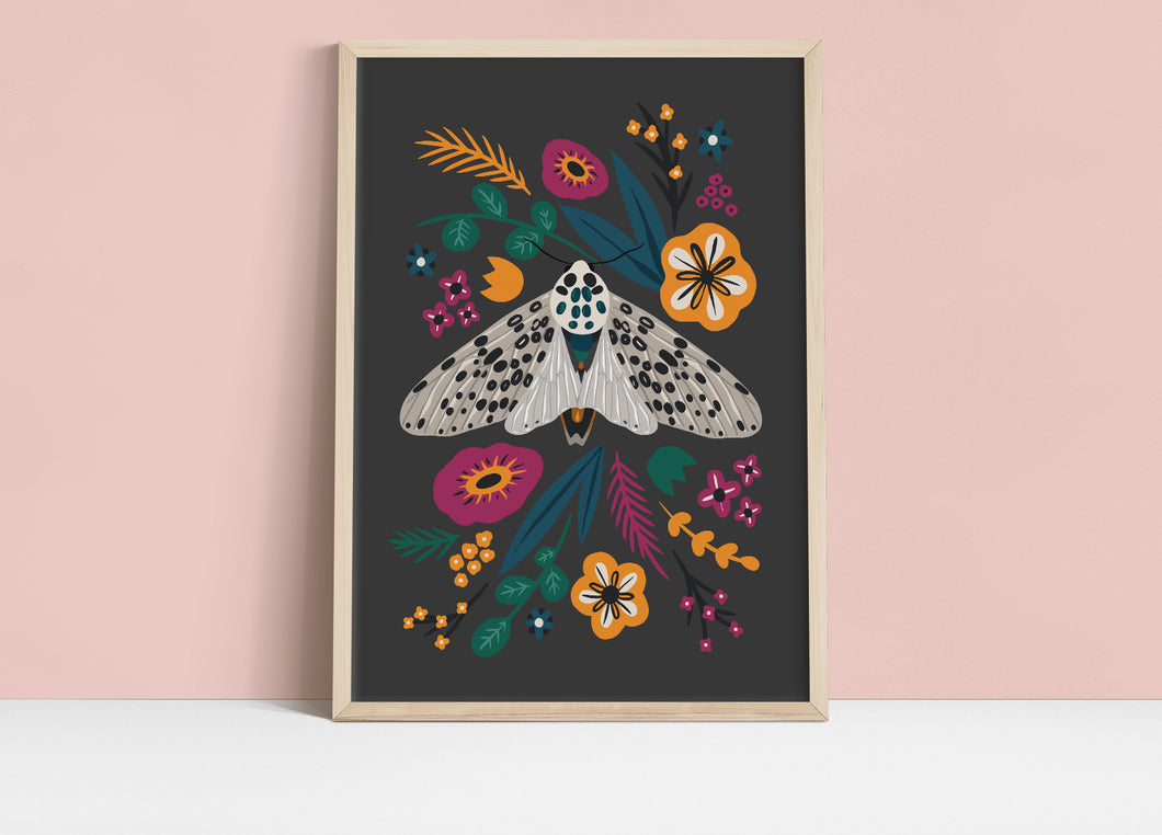 The Moth & The Flowers Print