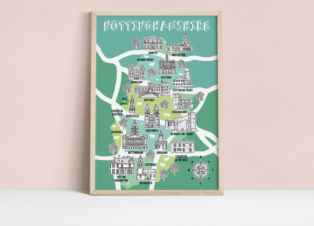 Nottinghamshire Illustrated Map