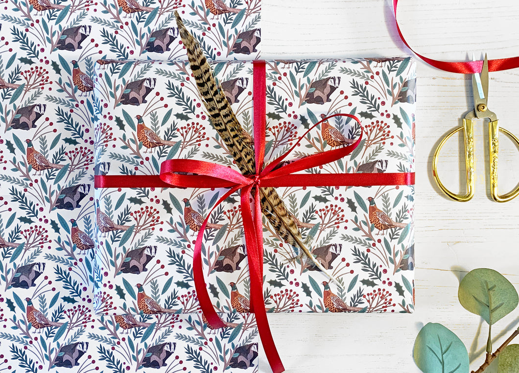 Christmas Pheasant Wrapping Paper