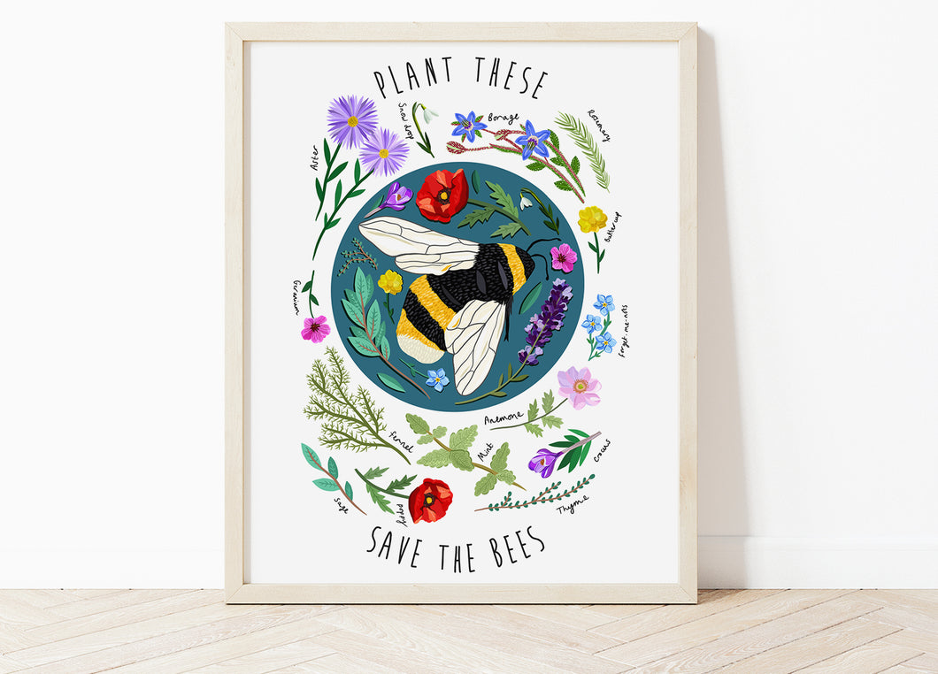 Plant These Save the Bees Print