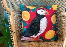 Load image into Gallery viewer, Puffin and Lemons Cushion
