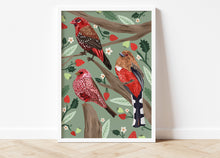 Load image into Gallery viewer, Red Birds &amp; Strawberries Print
