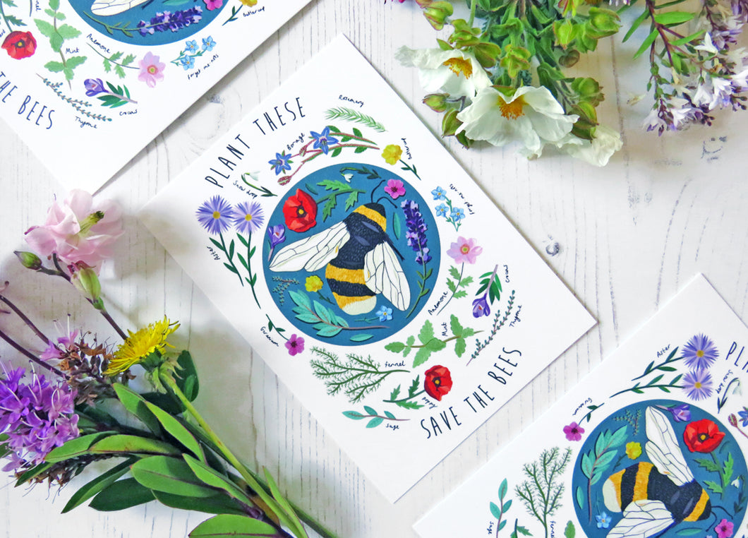 Plant These Save the Bees Postcard