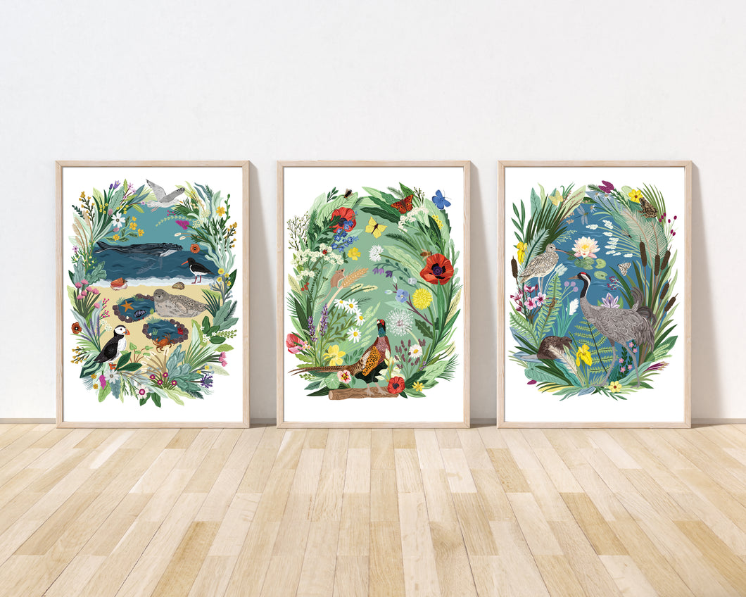 Mix & Match Set of 3 Habitat Prints