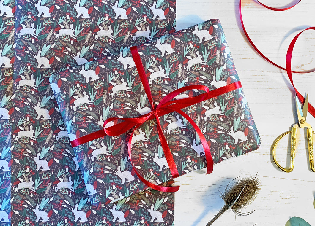 Christmas Snow Hare Wrapping Paper
