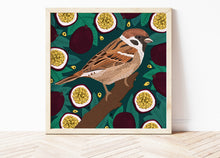 Load image into Gallery viewer, Sparrow and Passion Fruit Print
