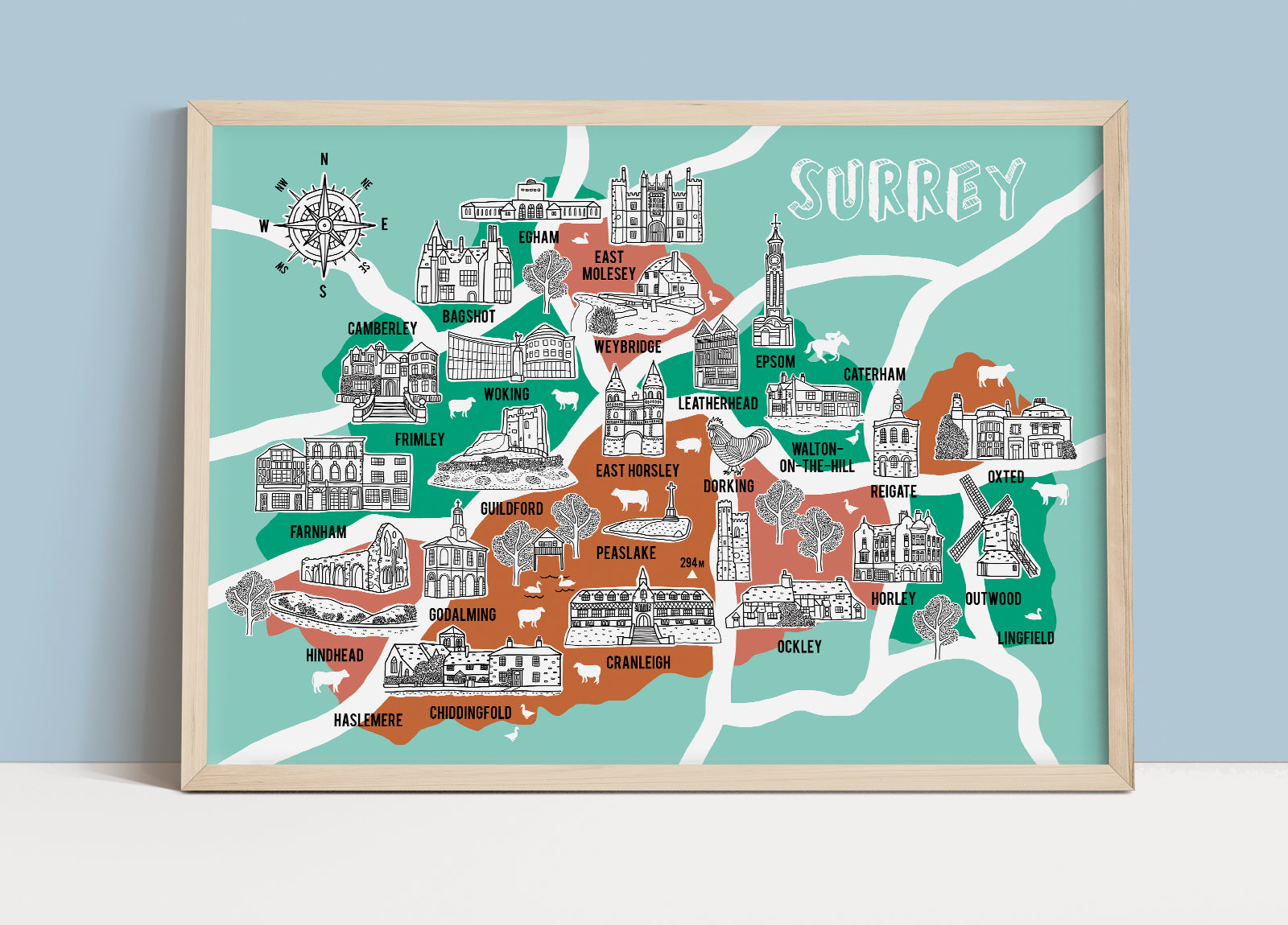 Surrey Interactive Maps Surrey Map Print | Map Of Surrey British