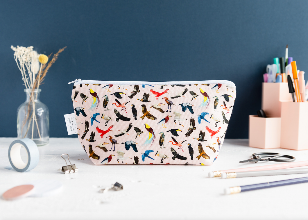 Bird Print Cosmetic Bag
