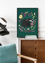 Load image into Gallery viewer, The Badger &amp; The Flowers Print
