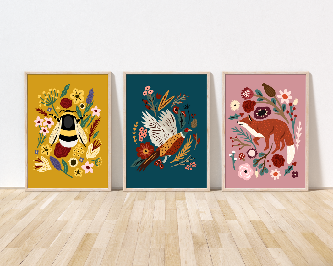 Floral Forest Print Trio