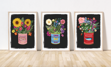 Load image into Gallery viewer, Set of 3 Floral Posies in Vintage food tins Prints

