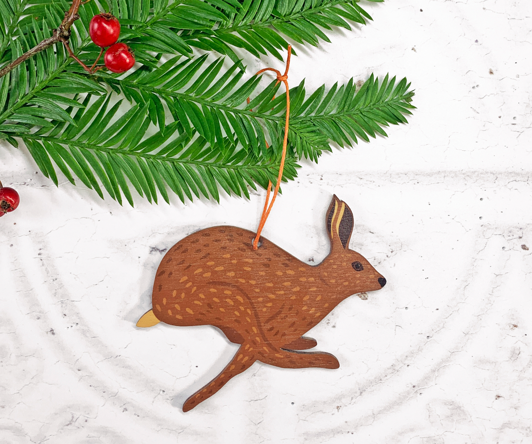 Wooden Hare Christmas Decoration
