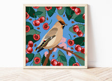 Load image into Gallery viewer, Waxwing and Cherries Print
