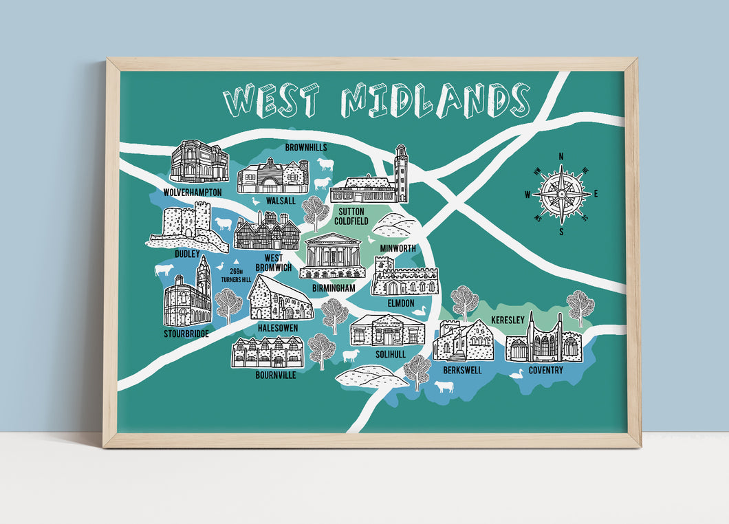 West Midlands Illustrated Map