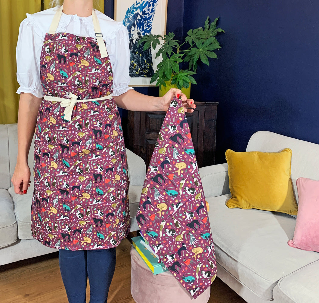 Whippet Print Apron