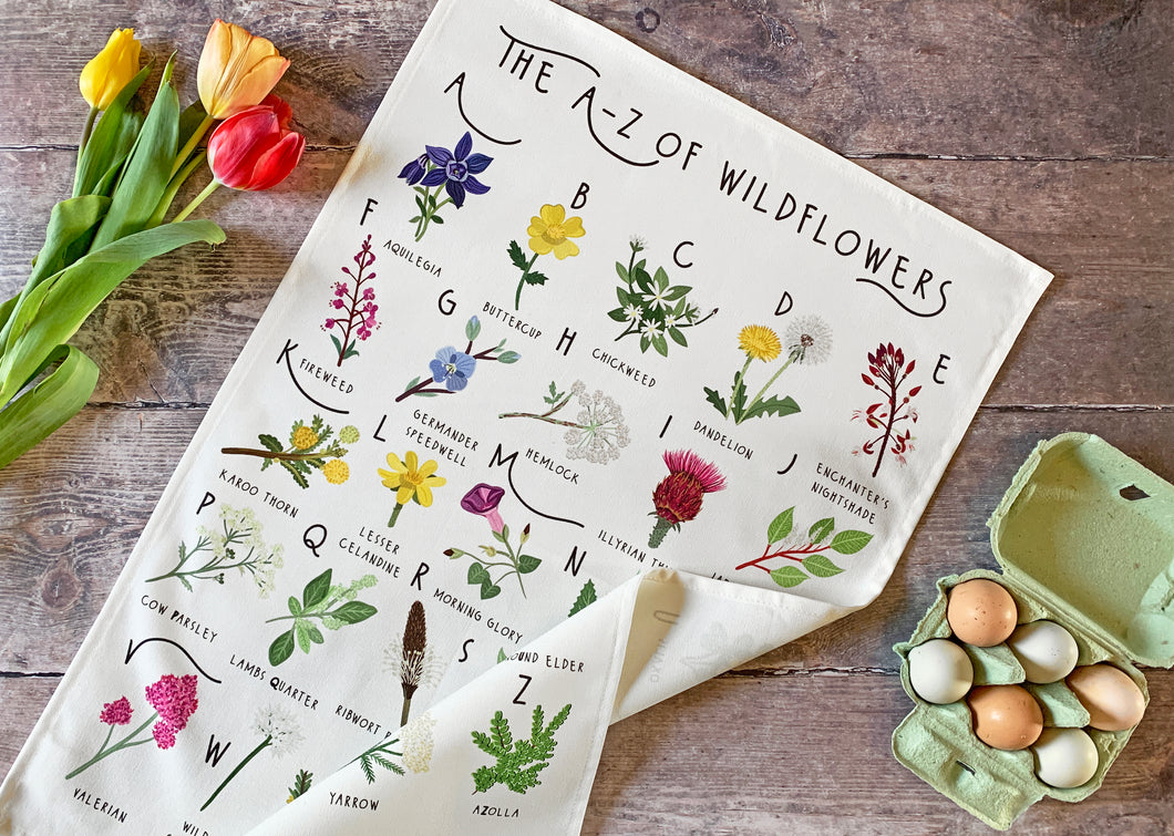 A-Z of Wildflowers Tea Towel