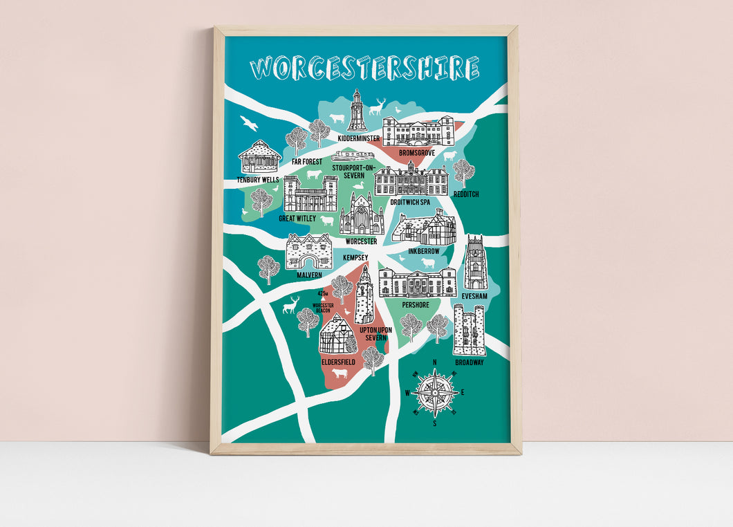 Worcestershire Illustrated Map