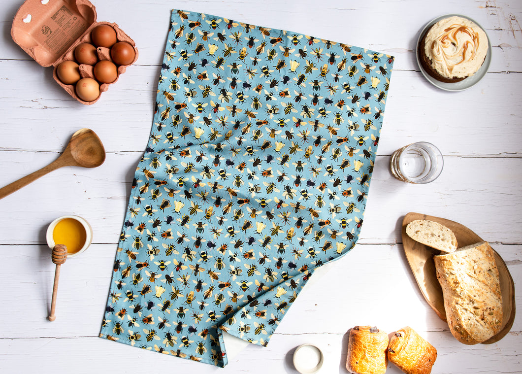 Bumble Bee Print Tea Towel