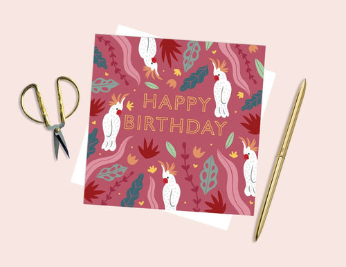 Cockatoo Happy Birthday Card