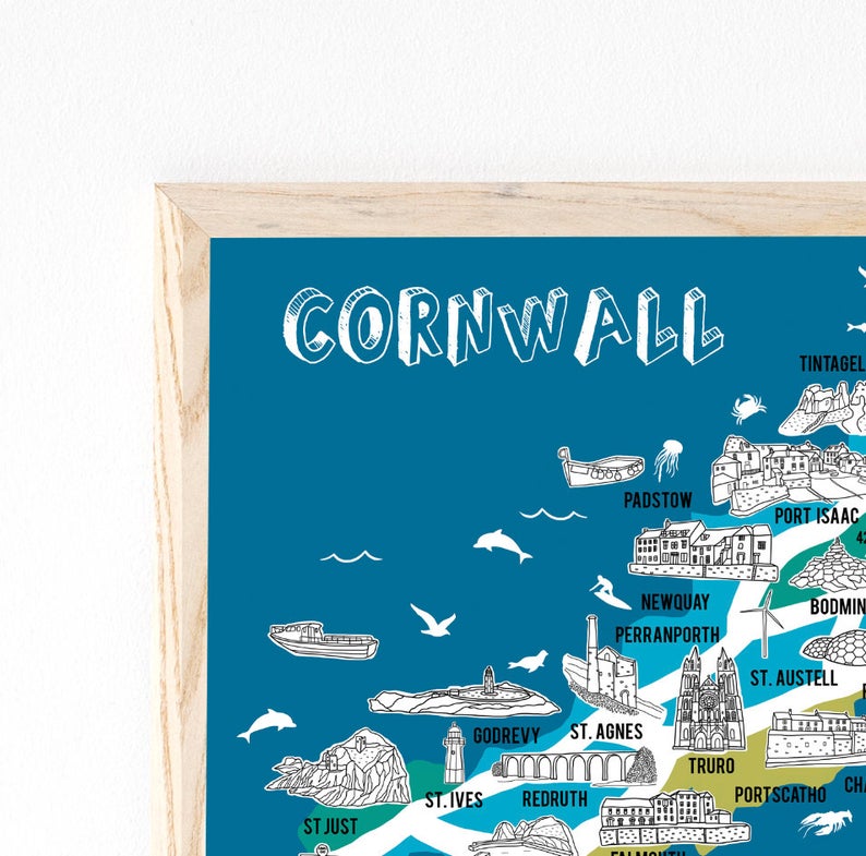Cornwall Fun Map Cornwall Illustrated Map – Bea Baranowska Illustration