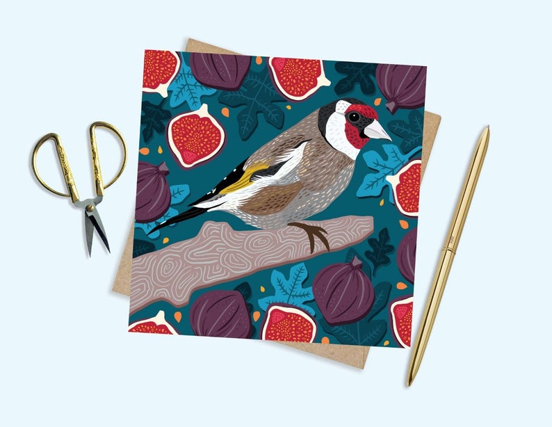 Goldfinch and Figs Card