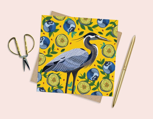 Heron and Blueberries Card